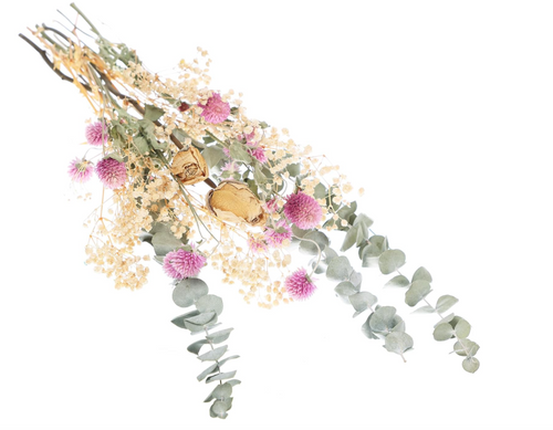 Flores secas naturales - flores conservadas reales con eucalipto, rosas y aliento de bebé para la decoración del hogar rús, bodas y arreglos de regalos