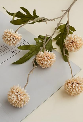 Crisantemos artificiales con Eucalyptus - talflorde seda realistas para ramos de boda, centros de centro y decordel hogar